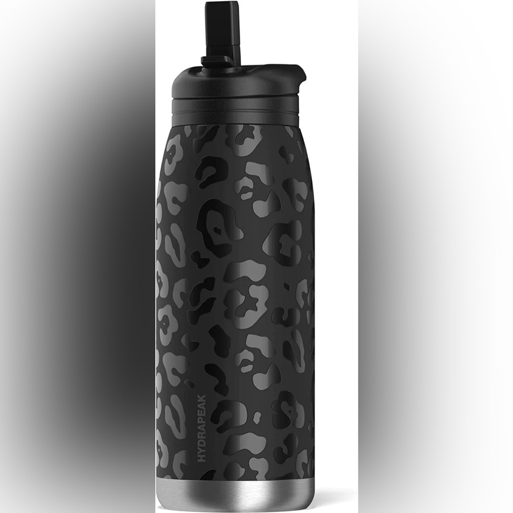 HydraPeak Black Leopard- Wide Mouth Bottle w/Flip Top  Lid
